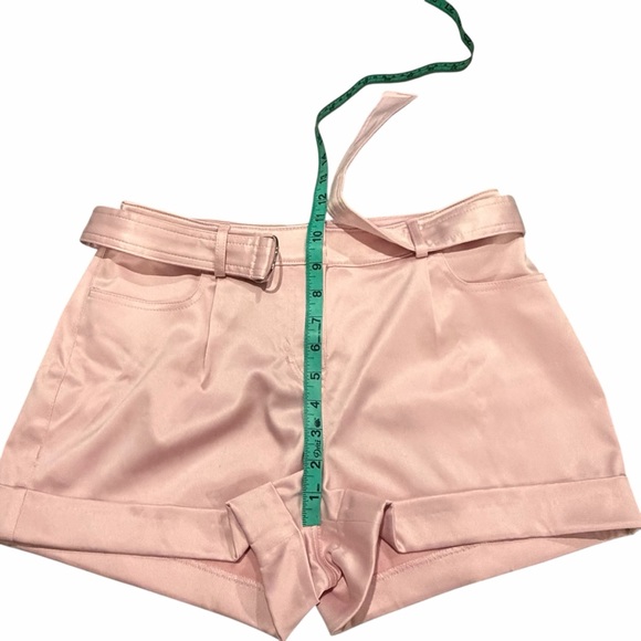 Express Light Pink Belted Satin Dress Shorts - Size 6 - Picture 11 of 13